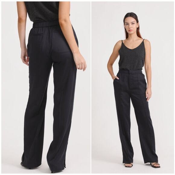 GRANA -NWT- Black Tencel Side Slit Career Pants Trousers | Large - Picture 1 of 12